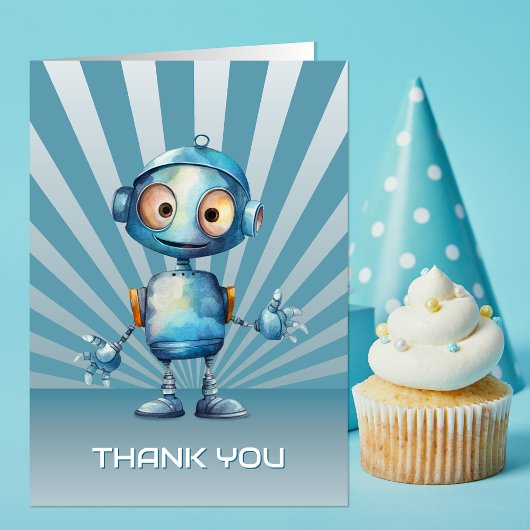 Verjaardag Dank Je Cute Robot Thema Bedankkaart