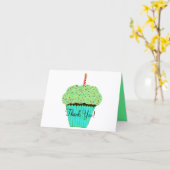 Verjaardag Dank Je Wel Groene Cupcake Kaart (Gele Bloem)