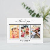 Verjaardag dank u aangepaste foto script bedankkaart (Staand voorkant)