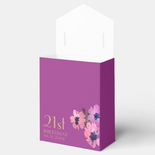 Verjaardag Dank u Chic Roze Bloemen Favoriete Doze Bedankdoosjes (Geopend)