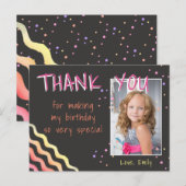 Verjaardag Dank u Fotokaart Waves and Stars Meisje Briefkaart (Voorkant / Achterkant)