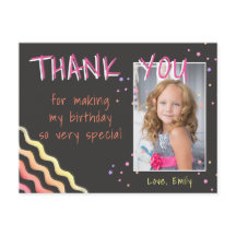 Verjaardag Dank u Fotokaart Waves and Stars Meisje