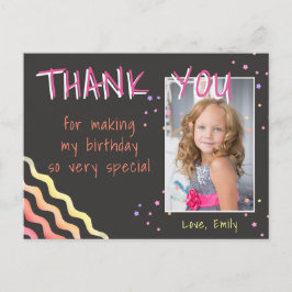 Verjaardag Dank u Fotokaart Waves and Stars Meisje Briefkaart