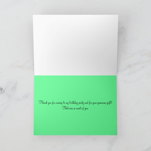 Verjaardag dank u groene cupcake kaart (Binnen)