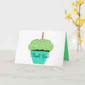 Verjaardag dank u groene cupcake kaart (Gele Bloem)