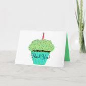 Verjaardag dank u groene cupcake kaart (Voorkant)