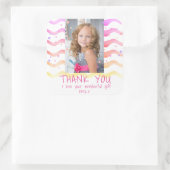 Verjaardag Dank u Kinder Foto Sticker Roze Meisje (Tas)
