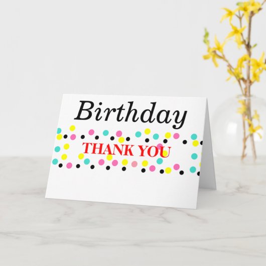 Verjaardag Dank u Polka stippen ballonnen Kaart (Gele Bloem)