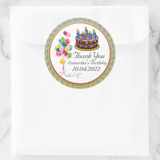 Verjaardag Dank u Sticker (Tas)