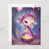 Verjaardag Dargon Schattig  Briefkaart (Voorkant / Achterkant)