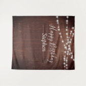 Verjaardag Dark Rustic String Lights Hout Custom Wandkleed (Voorkant (horizontaal))