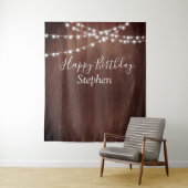 Verjaardag Dark Rustic String Lights Hout Custom Wandkleed (In situ)