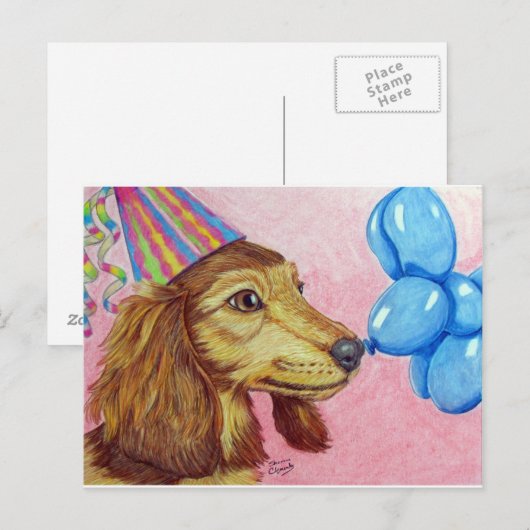 Verjaardag Daschund Briefkaart (Voorkant / Achterkant)