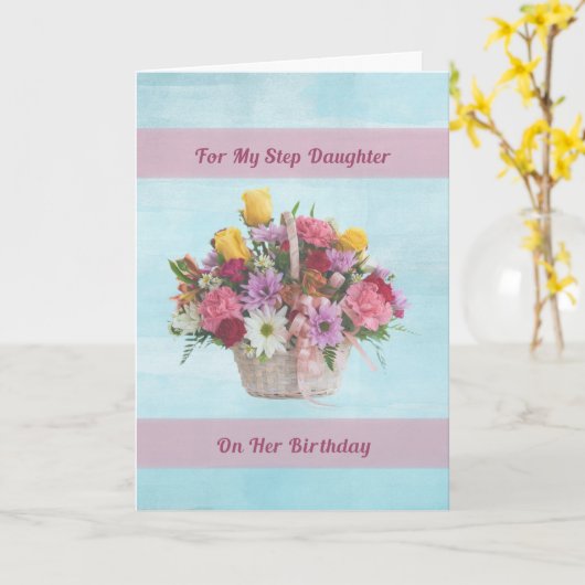 Verjaardag, de Dochter van de Stap, Kleurrijke Kaart (Gele Bloem)