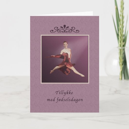 Verjaardag, Deens, Ballerina in Rood Kaart (Voorkant)