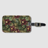 Verjaardag Deep Bourgondië Red Orchids Oerwoud Bagagelabel (Voorkant (horizontaal))