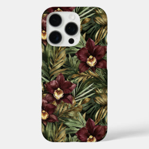 Verjaardag Deep Bourgondië Red Orchids Oerwoud iPhone 16 Pro Hoesje