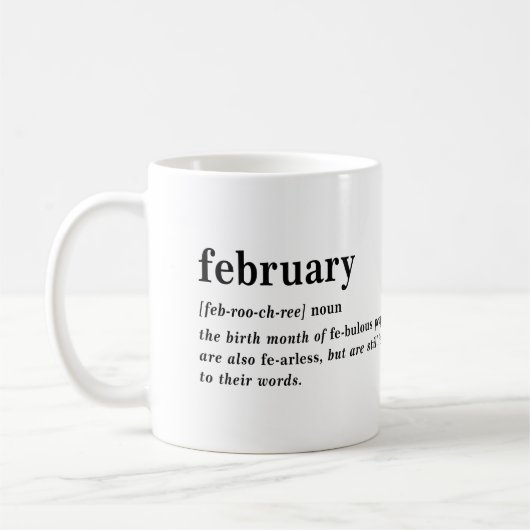 Verjaardag Definitie Februari Koffiemok (Links)