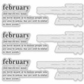Verjaardag Definitie Februari Sticker (Voorkant)