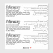 Verjaardag Definitie Februari Sticker (Vel)