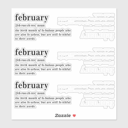 Verjaardag Definitie Februari Sticker (Vel)