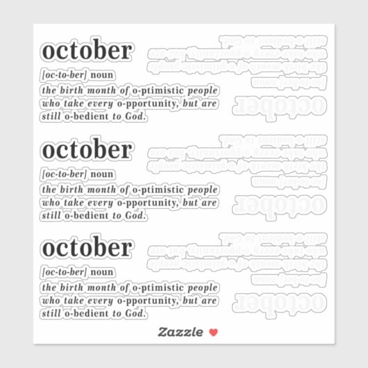 Verjaardag Definitie Oktober Sticker (Vel)