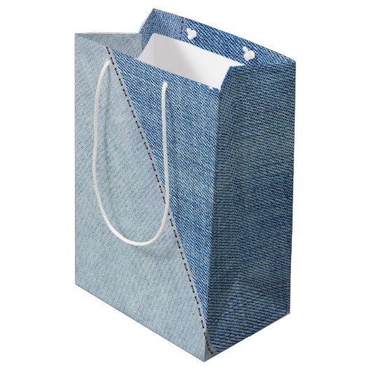 Verjaardag Denim Hart Medium Cadeauzakje (Achterkant Gekanteld)