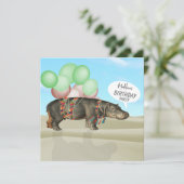 Verjaardag Desert Fun Hippo Ballonnen Kleurrijk Kaart (Staand voorkant)