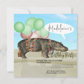 Verjaardag Desert Fun Hippo Ballonnen Kleurrijk Kaart (Achterkant)
