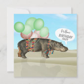 Verjaardag Desert Fun Hippo Ballonnen Kleurrijk Kaart (Voorkant)