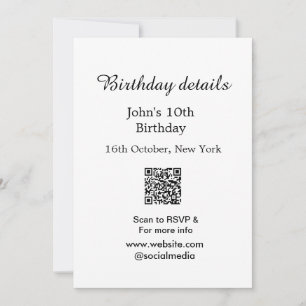 Verjaardag details 10e verjaardag scan QR websiteR Kaart