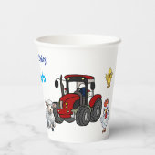Verjaardag Dier Boerderij met Rode Tractor Papieren Bekers (Achterkant)