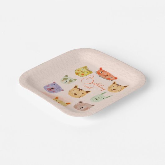 Verjaardag dier kat Verjaardagsfeest Papieren Bordje (Gebogen)