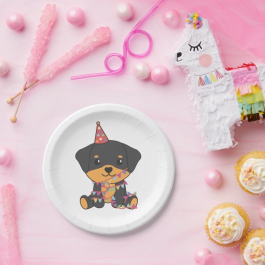 Verjaardag Dier Leuk Rottweiler Verjaardagsfeest Papieren Bordje (Feest)