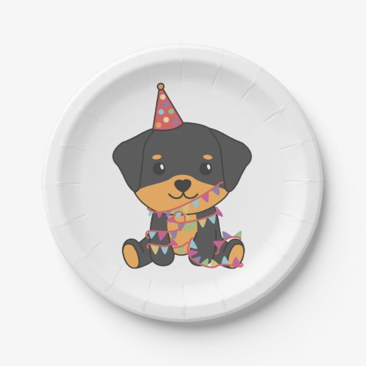 Verjaardag Dier Leuk Rottweiler Verjaardagsfeest Papieren Bordje (Voorkant)