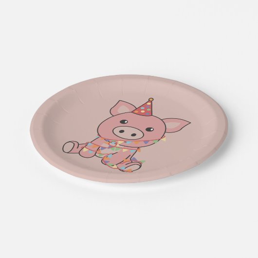 Verjaardag Dier Leuk Varken voor Kinderen Verjaard Papieren Bordje (Gekanteld)