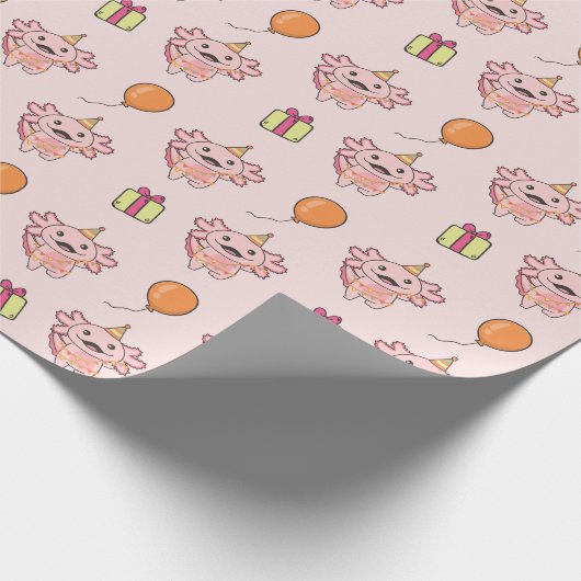 Verjaardag Dier Leuke Axolotl Kids Verjaardagsfees Cadeaupapier (Hoek)