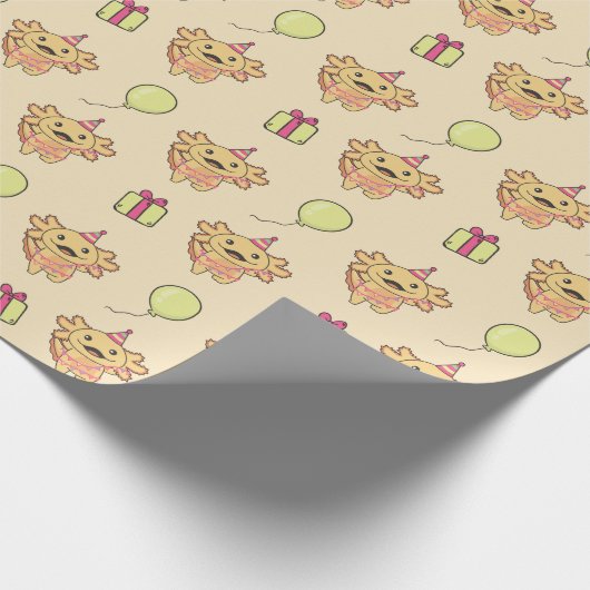 Verjaardag Dier Leuke Axolotl Kids Verjaardagsfees Cadeaupapier (Hoek)