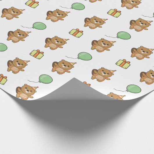 Verjaardag Dier Leuke Bever Kids Verjaardagsfeest Cadeaupapier (Hoek)