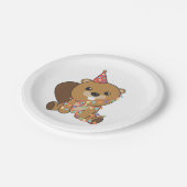 Verjaardag Dier Leuke Bever Kids Verjaardagsfeest Papieren Bordje (Gekanteld)