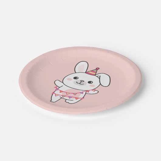 Verjaardag Dier Leuke Bunny voor Kids Verjaardagsf Papieren Bordje (Gekanteld)