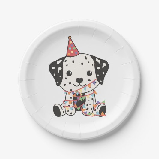 Verjaardag Dier Leuke Dalmatische Kinderen Verjaar Papieren Bordje (Voorkant)