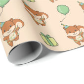 Verjaardag Dier Leuke Eekhoorn Kids Verjaardagsfee Cadeaupapier (Rol Hoek)