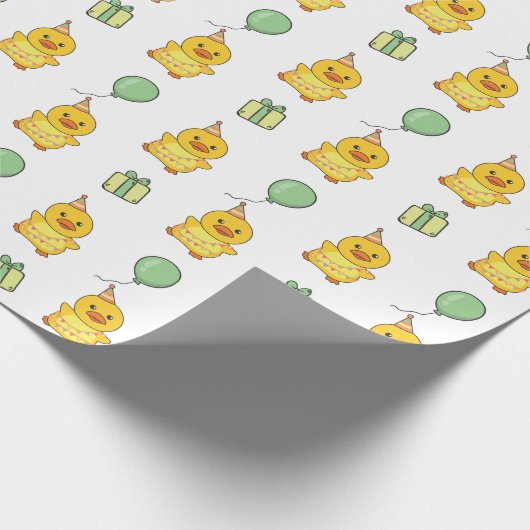 Verjaardag Dier Leuke Eend Kids Verjaardagsfeestje Cadeaupapier (Hoek)
