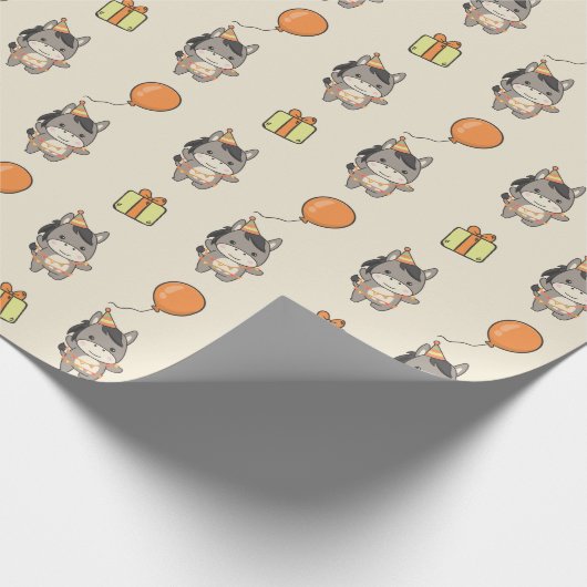 Verjaardag Dier Leuke Ezel Kids Verjaardagsfeestje Cadeaupapier (Hoek)