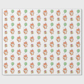 Verjaardag Dier Leuke Fox Kids Verjaardagsfeest Cadeaupapier (Vlak)