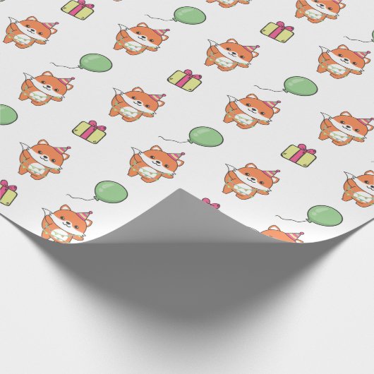 Verjaardag Dier Leuke Fox Kids Verjaardagsfeest Cadeaupapier (Hoek)