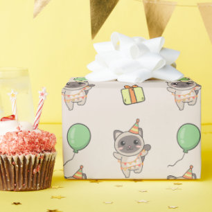 Verjaardag Dier Leuke Kat Kids Verjaardagsfeestje Cadeaupapier