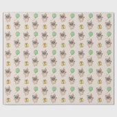 Verjaardag Dier Leuke Kat Kids Verjaardagsfeestje Cadeaupapier (Vlak)