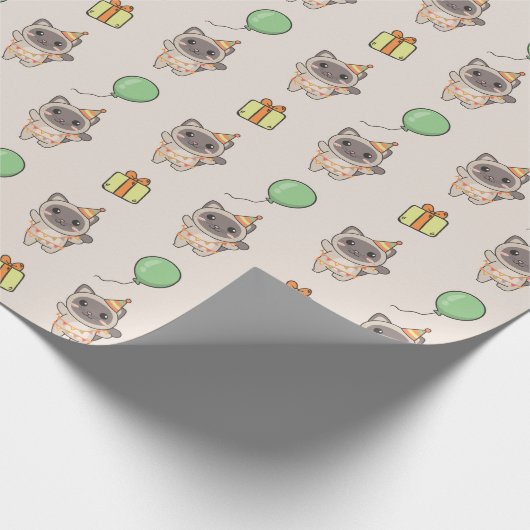 Verjaardag Dier Leuke Kat Kids Verjaardagsfeestje Cadeaupapier (Hoek)